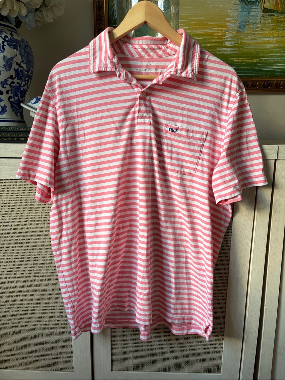 Vineyard Vines Pink & White Striped Polo Whale Embroidery - Picture 2 of 6